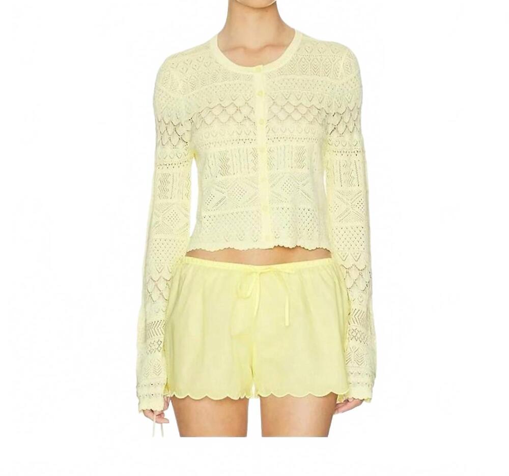 NEW LOVESHACKFANCY brigette fine pointelle cardigan in sugar daisy